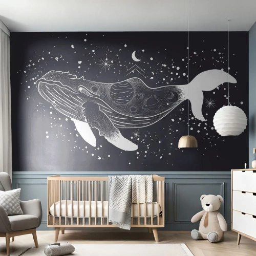 Fototapet Premium Sand - I universumets hav - Abstraktion, Val, Svartvitt - 350x256 cm