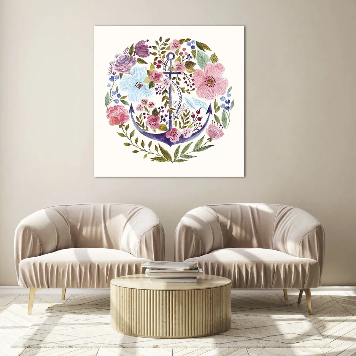 Glastavla - Bild på glas - En seglares goda sömn - 40x40 cm