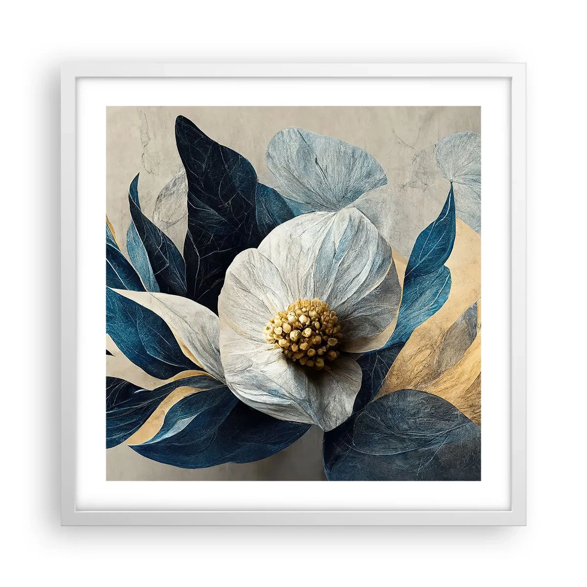 Affisch i vit ram - Har ett hjärta av guld - 50x50 cm