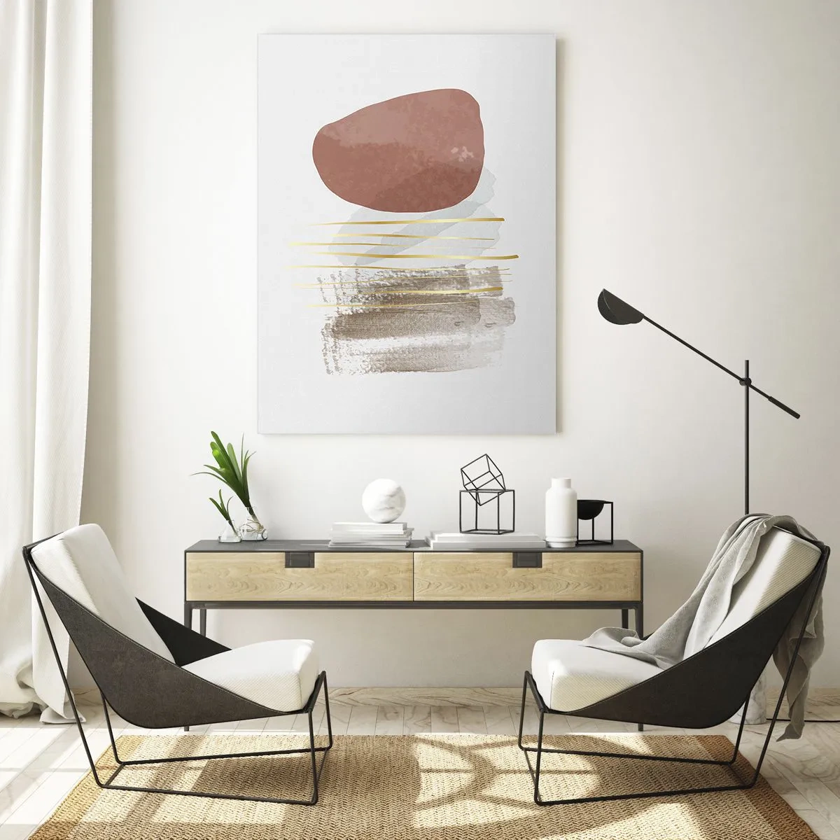 Glastavla - Bild på glas - Abstrakt pelargång - 50x70 cm