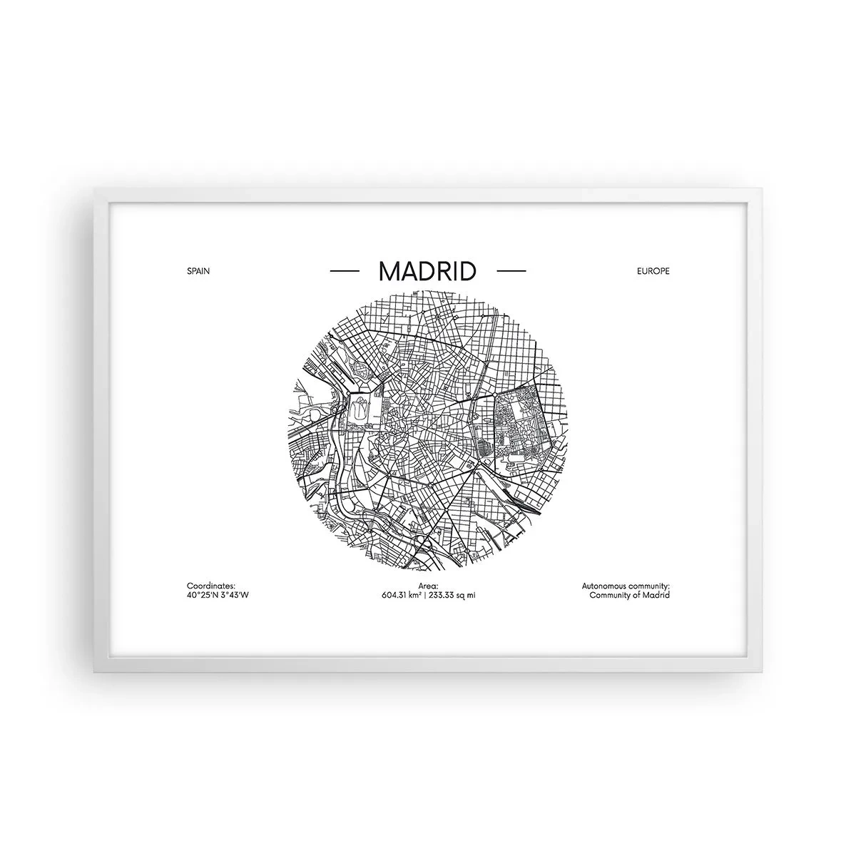 Affisch i vit ram - Madrids anatomi - 70x50 cm