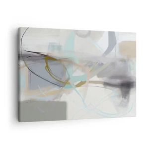 Canvastavla - Bild på duk - Pastell abstraktion med fina linjer - 70x50cm - Dimmig abstraktion - Modern väggdekoration för vardagsrum och sovrum ARTTOR