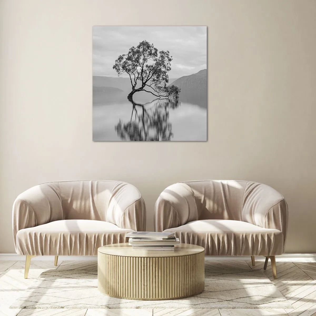 Glastavla - Bild på glas - Det finns ett land - 70x70 cm