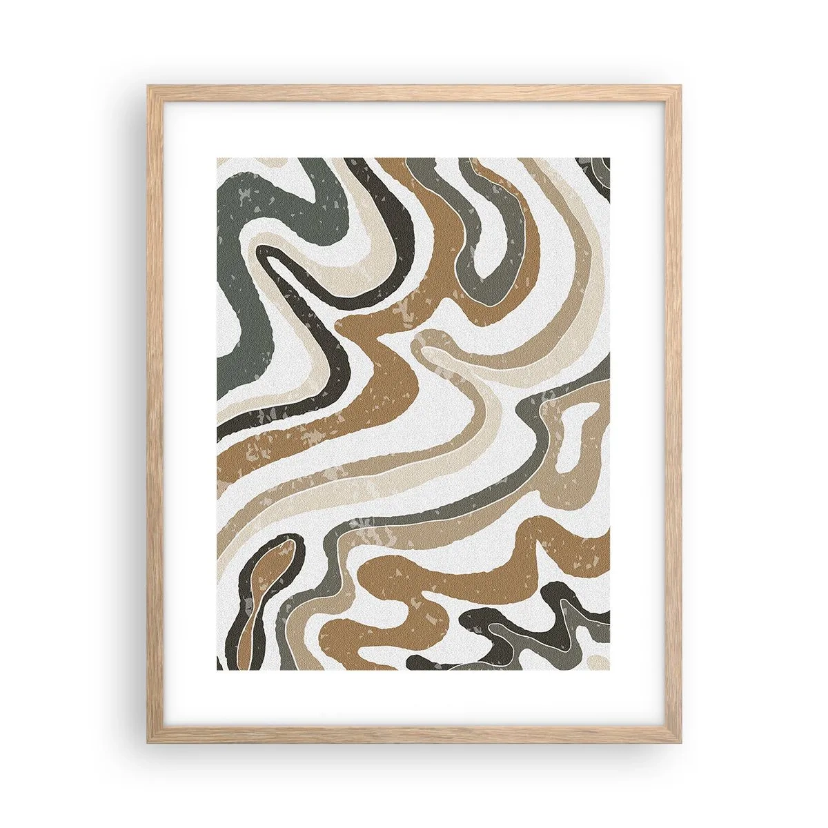 Affisch i ram av ljusek - Meandrar av jordnära färger - 40x50 cm