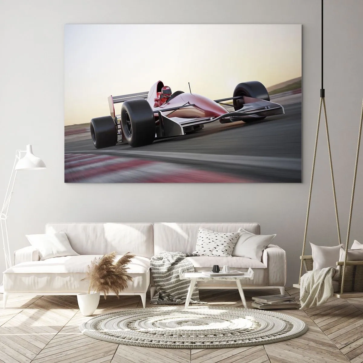 Glastavla - Bild på glas - Formel 1 på racerbanan - 70x50cm - Alltid vinnare - Modern väggdekoration för vardagsrum och sovrum ARTTOR