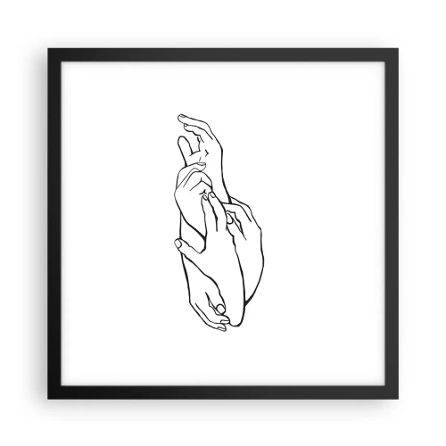Affisch i svart ram - Hand i hand - 40x40 cm