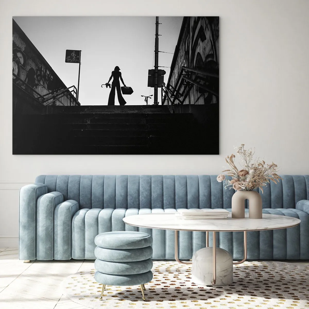 Glastavla - Bild på glas - Stadsvandring - 100x70 cm