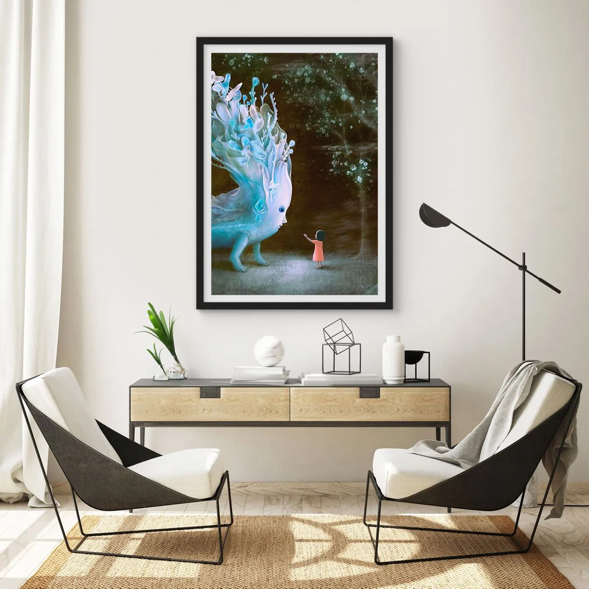 Affisch i svart ram - Fantastiskt möte - 61x91 cm