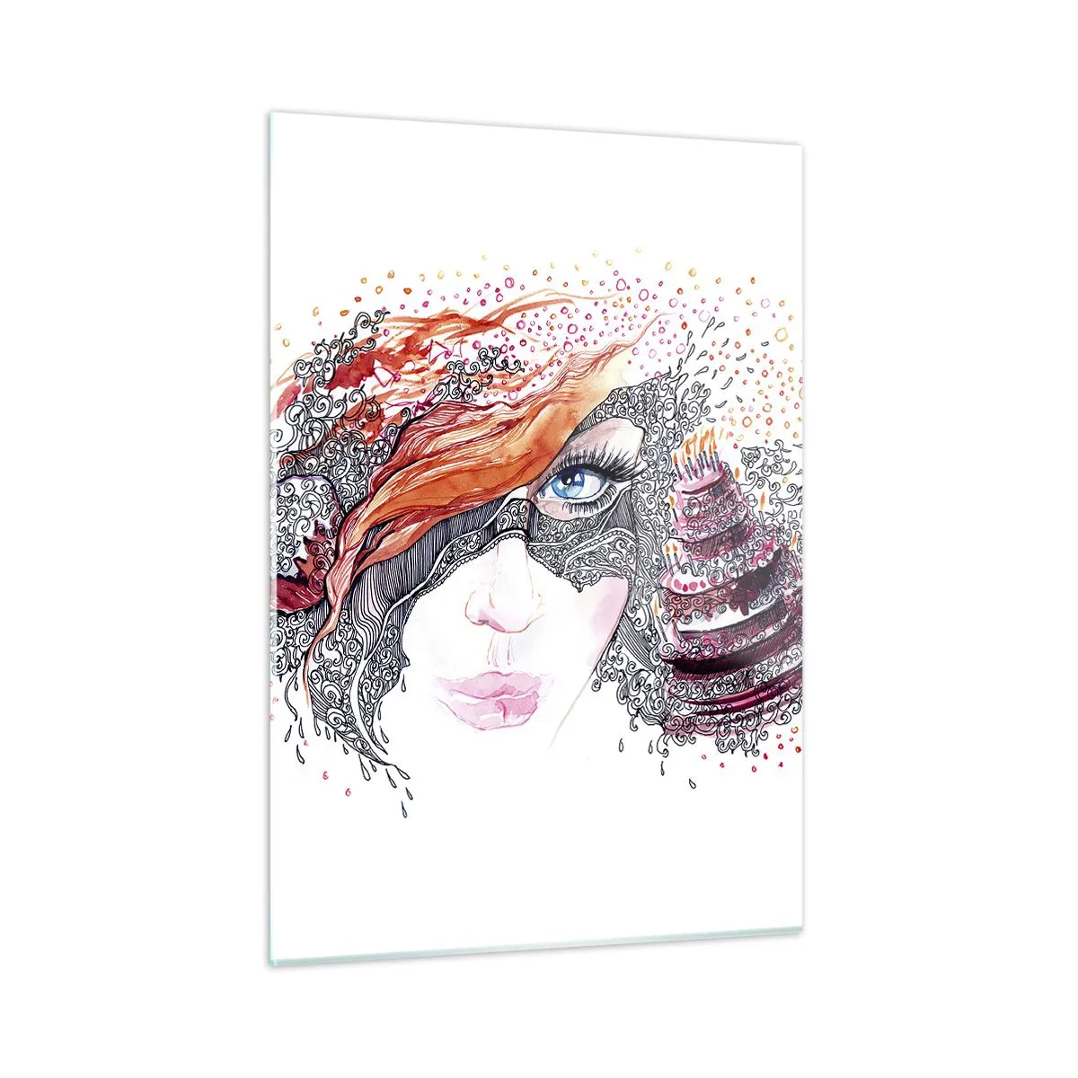 Glastavla - Bild på glas - Med henne har vi högtid varje dag - 50x70 cm