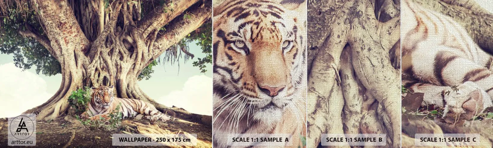 Provbit av fototapet Premium Canvas - Vi från Första Moseboken - bengalisk tiger, Indien, Landskap - 100x30 cm