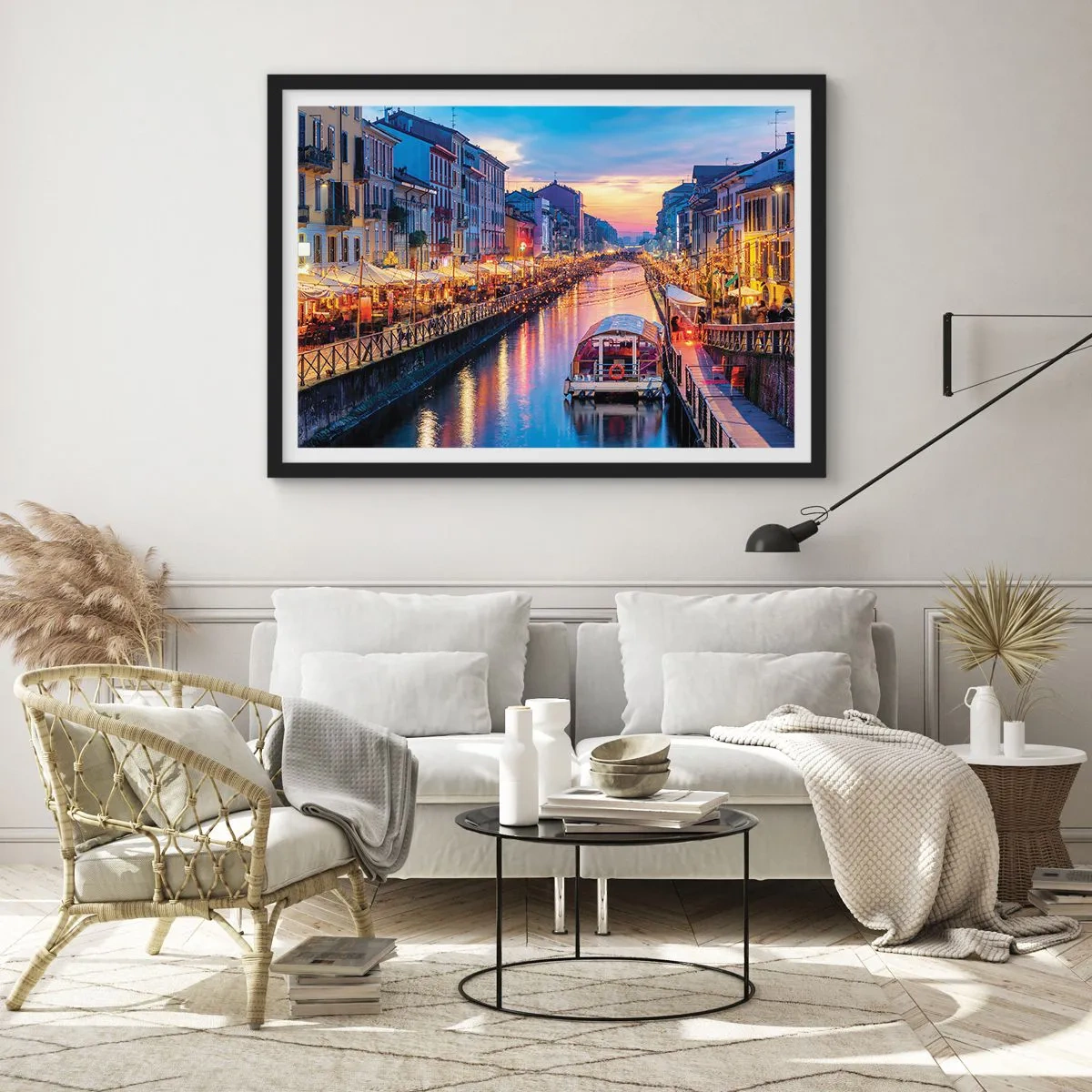 Affisch i svart ram - Ljusets och nöjets kväll - 100x70 cm