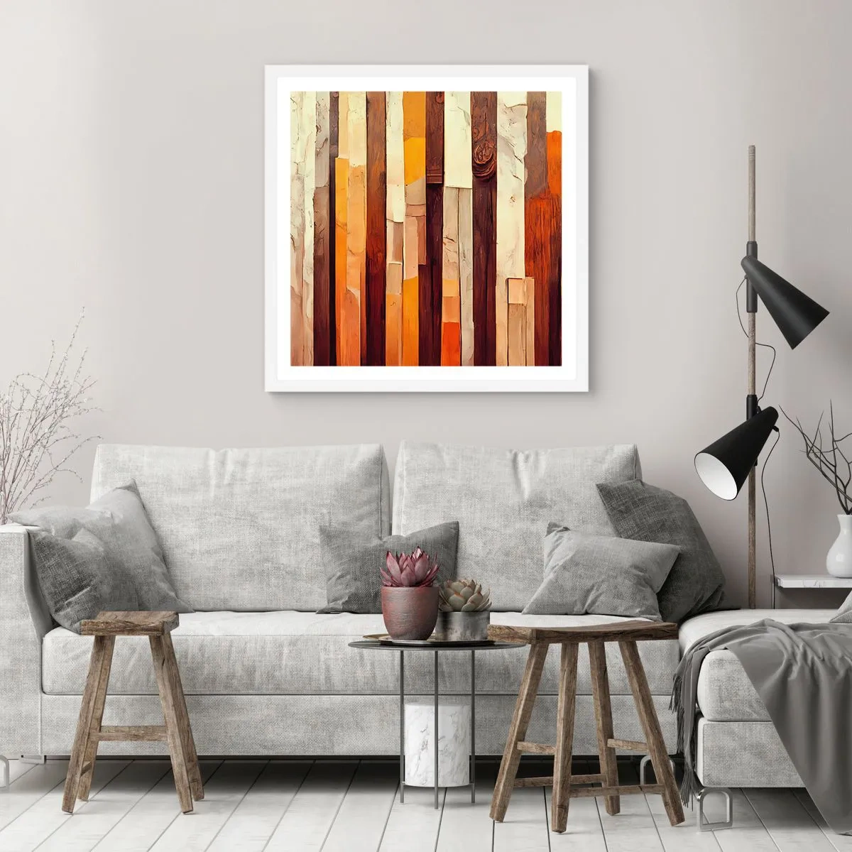 Affisch i vit ram - Hymn av skogens träd - 50x50 cm