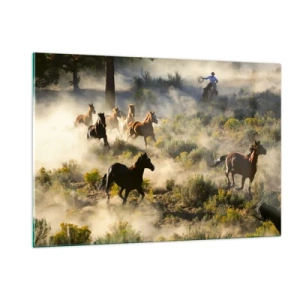 Glastavla - Bild på glas - Tävlande - frihet eller manlig styrka? - 120x80 cm