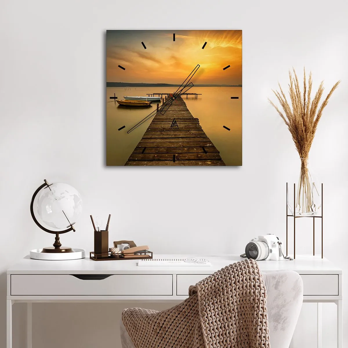 Väggklocka - Klocka på glas - Jag öppnar guldhimmel för dig - 40x40 cm