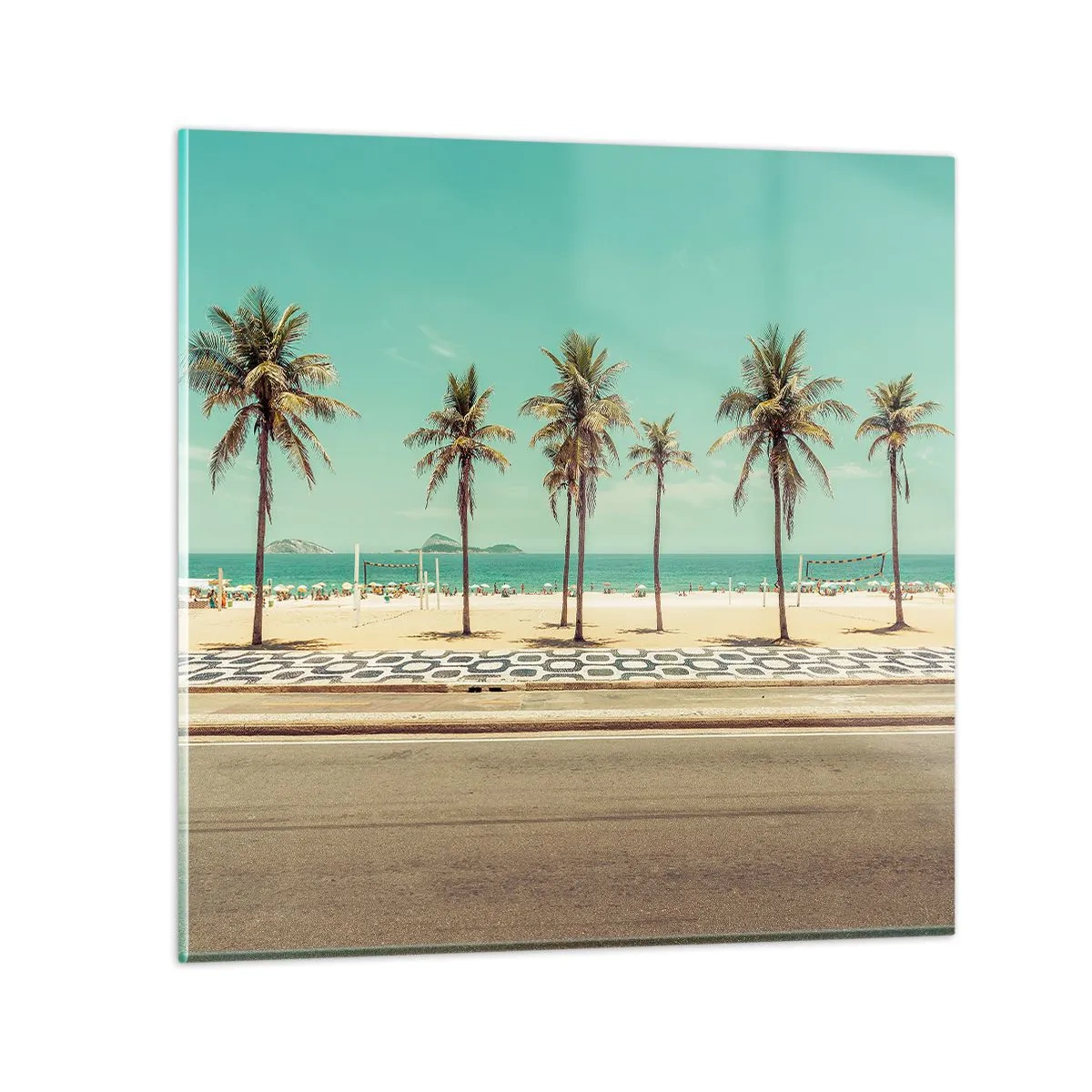 Glastavla - Bild på glas - På stranden - 60x60 cm