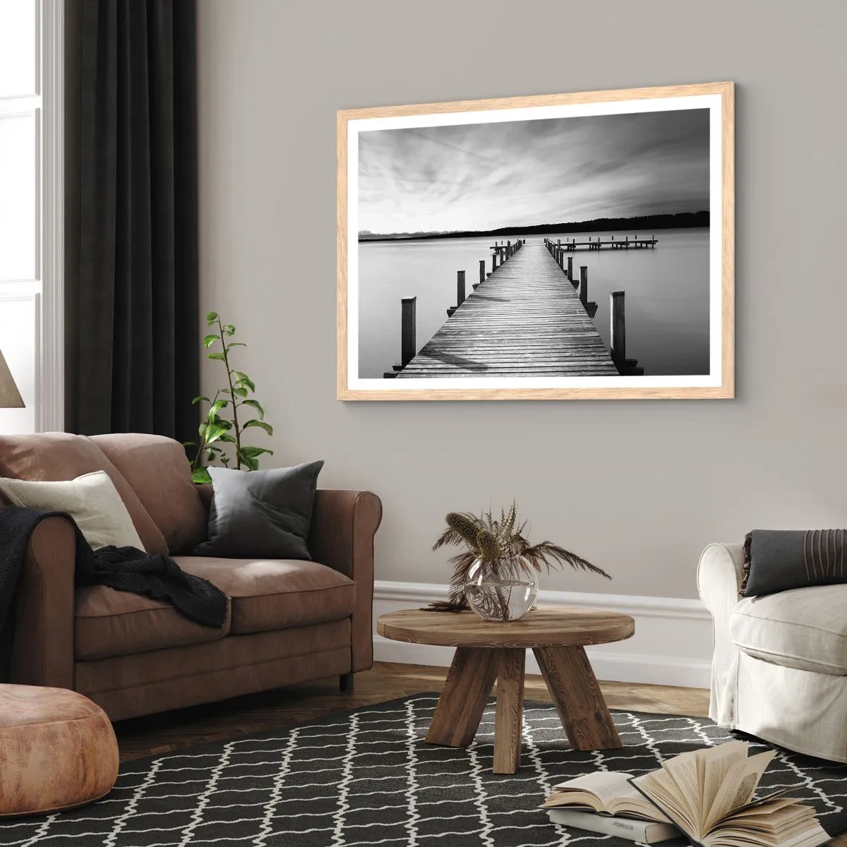 Affisch i ram av ljusek - Vattnet - lugnet - 100x70 cm