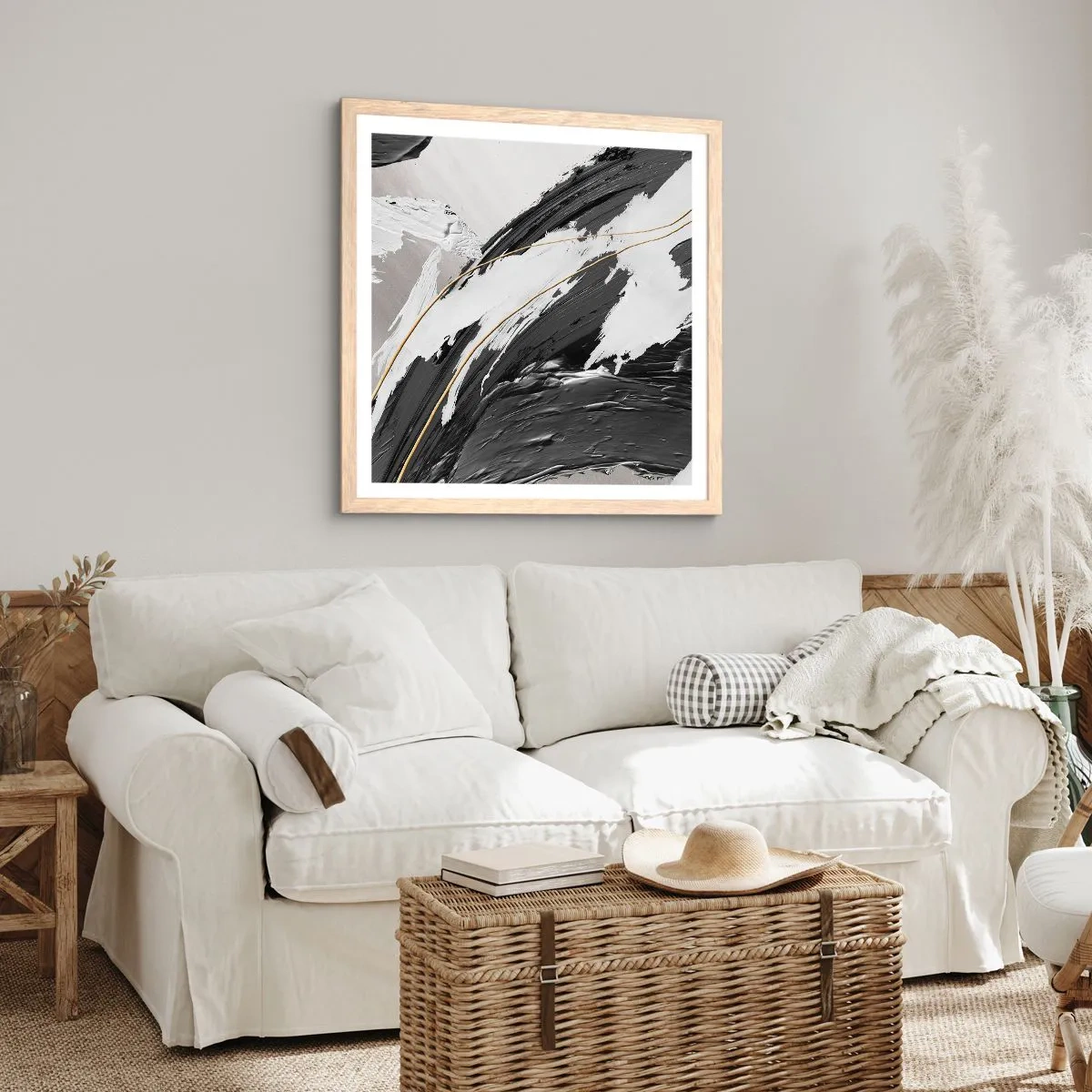 Affisch i ram av ljusek - Storslagen abstraktion - 60x60 cm