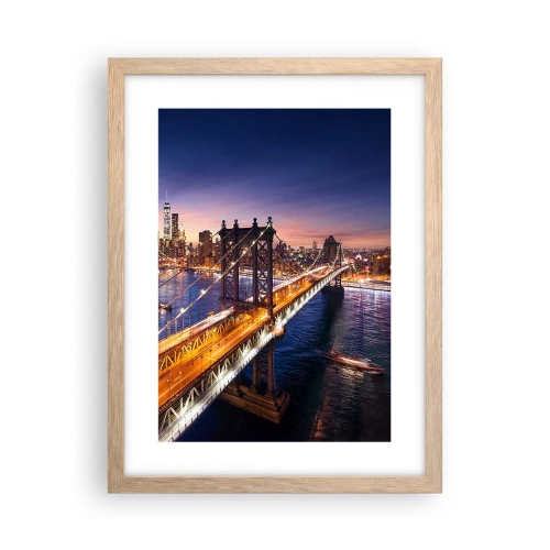 Affisch i ram av ljusek - Över ljusbron till stadens hjärta - 30x40 cm