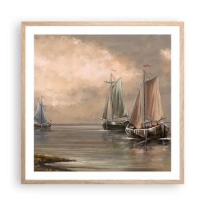 Affisch i ram av ljusek - Seglarnas hemkomst - 60x60 cm