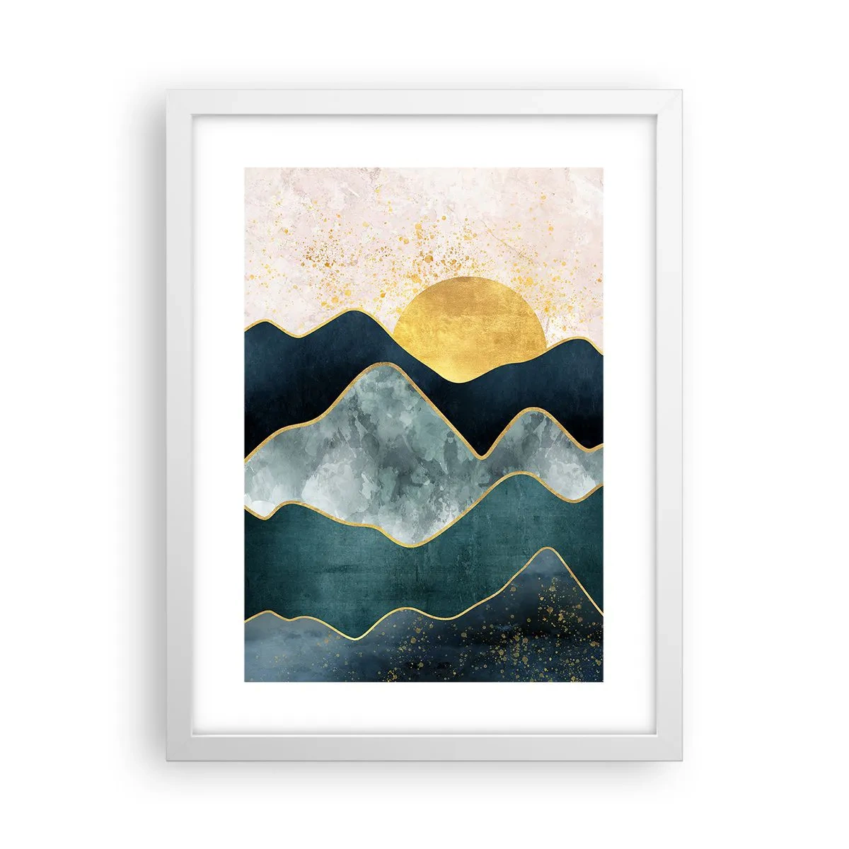 Affisch i vit ram - Bortom bergen - 30x40 cm