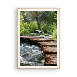 Affisch i ram av ljusek - Över skummande kaskad - 70x100 cm