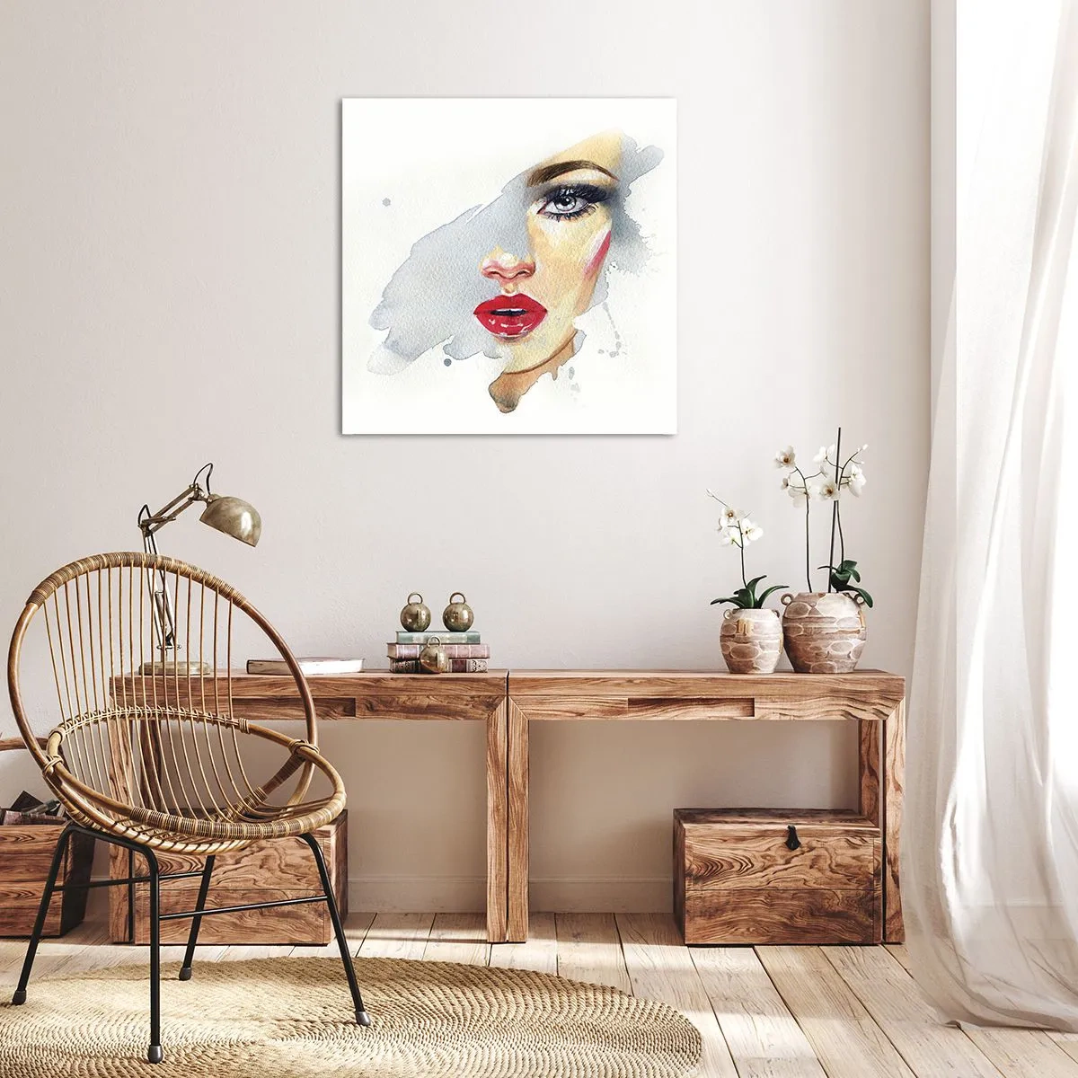 Canvastavla - Bild på duk - Reflektion i vattendroppe - 60x60 cm