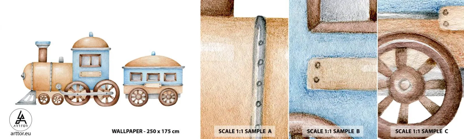 Fototapet Prov Standard Eco - Stående vid stationen... - Barns, Tåg, Retro - 100x30 cm