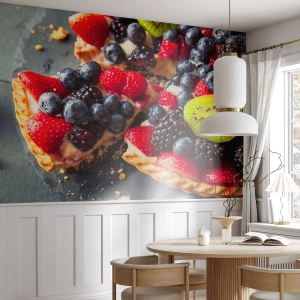 Fototapet Premium Canvas - Dolce vita! - Gastronomi, Tårta med frukt, Kaka - 250x175 cm