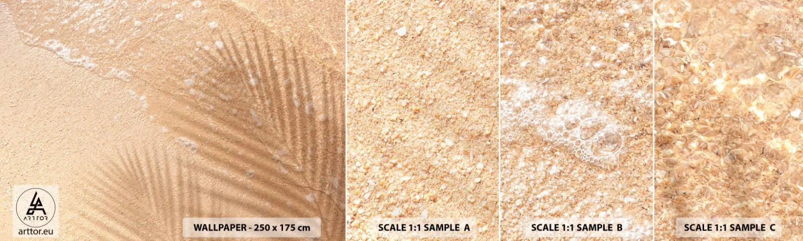 Fototapet Prov Standard Eco - Heta sommarens skugga - Abstraktion, Sand På Stranden, Löv - 100x30 cm