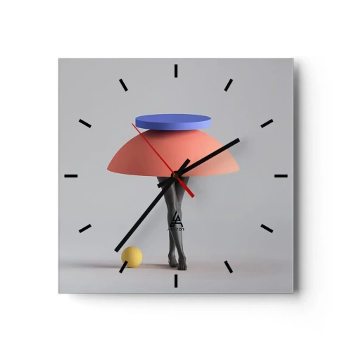 Väggklocka - Klocka på glas - Surrealistisk komposition - 30x30 cm