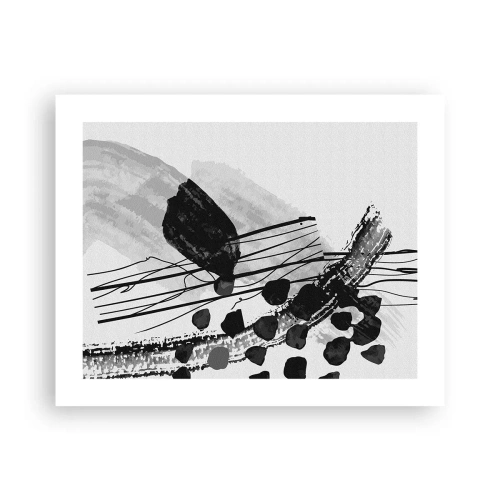 Affisch - Svartvit organisk abstraktion - 50x40 cm