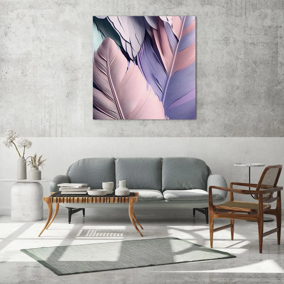 Glastavla - Bild på glas - Fågelstil - 60x60 cm