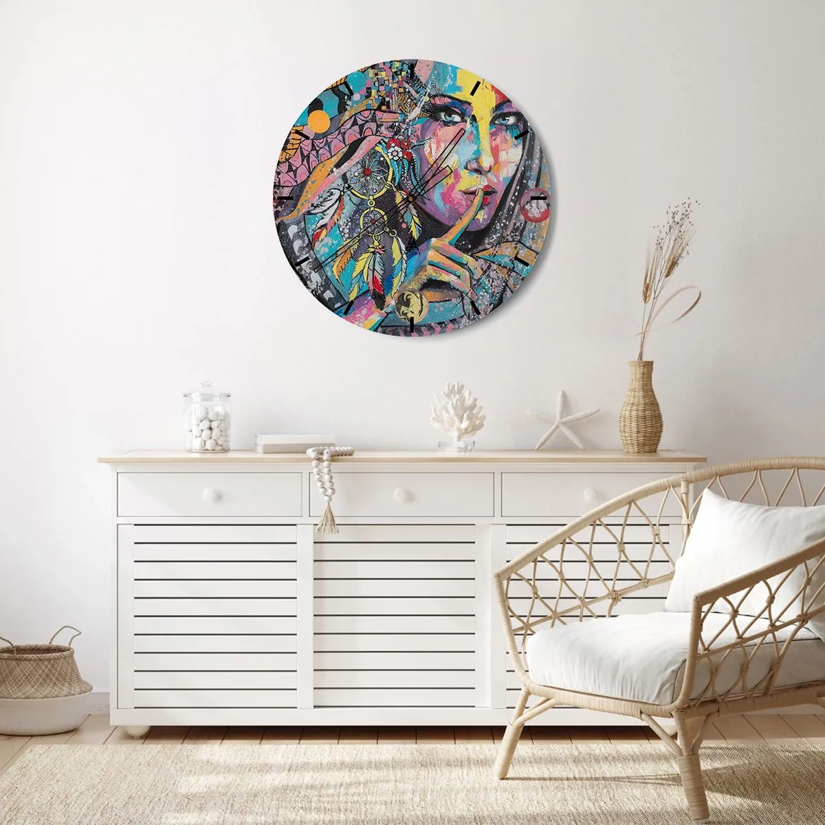 Väggklocka - Klocka på glas - Var tyst tills du förstår - 40x40 cm