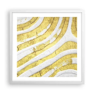 Affisch i vit ram - Komposition i vitt och guld - 50x50 cm