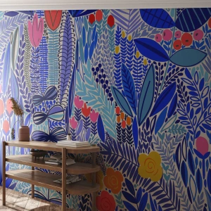 Självhäftande Fototapet Deluxe Sticker - Hawaii-trädgård - Blommor, Löv, Äng - 400x280 cm