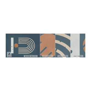 Provbit av fototapet Premium Canvas - Geometri mot mörkblå bakgrund - Abstraktion, Bit, Grafik - 100x30 cm