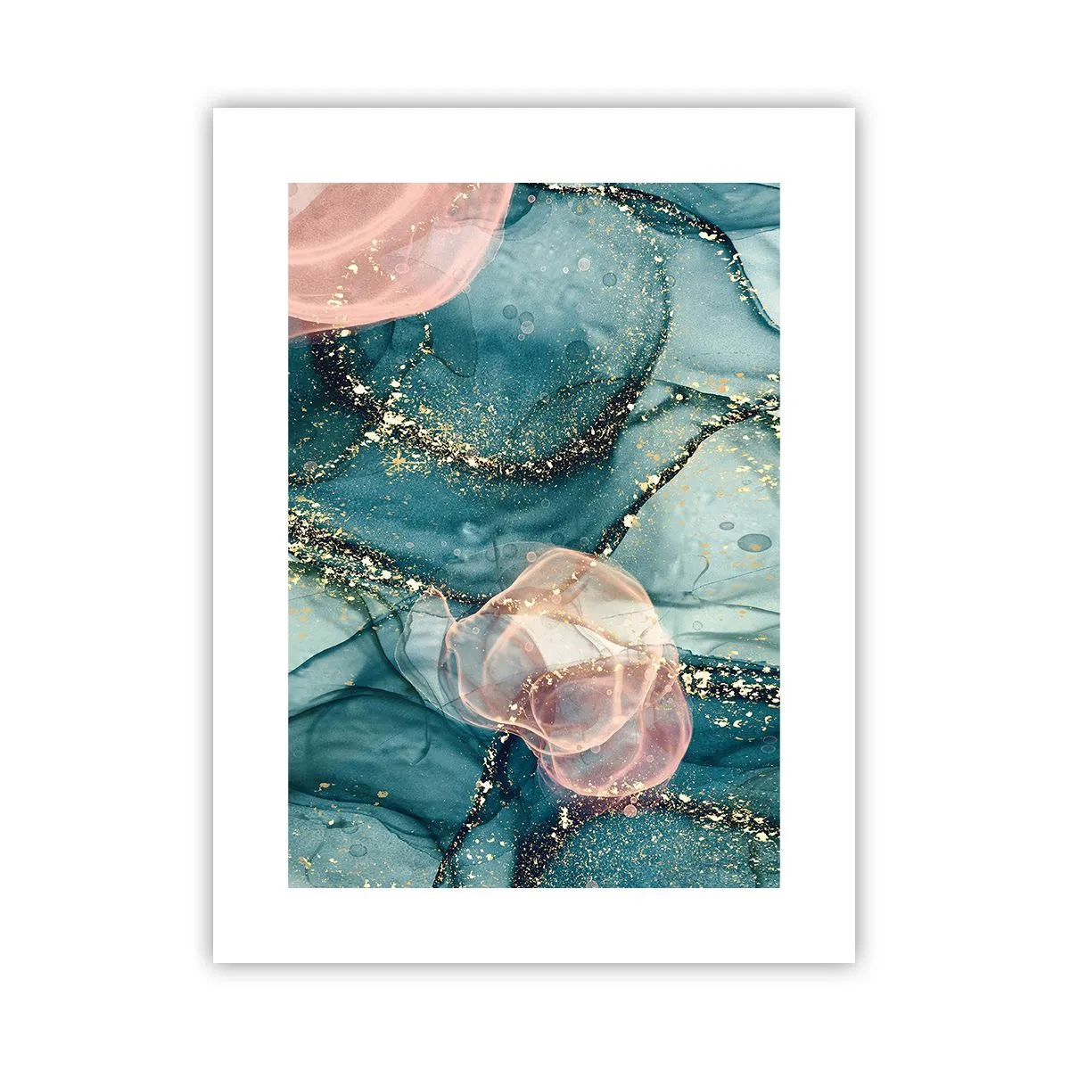 Affisch - Sidenblå, tyllrosa - 30x40 cm
