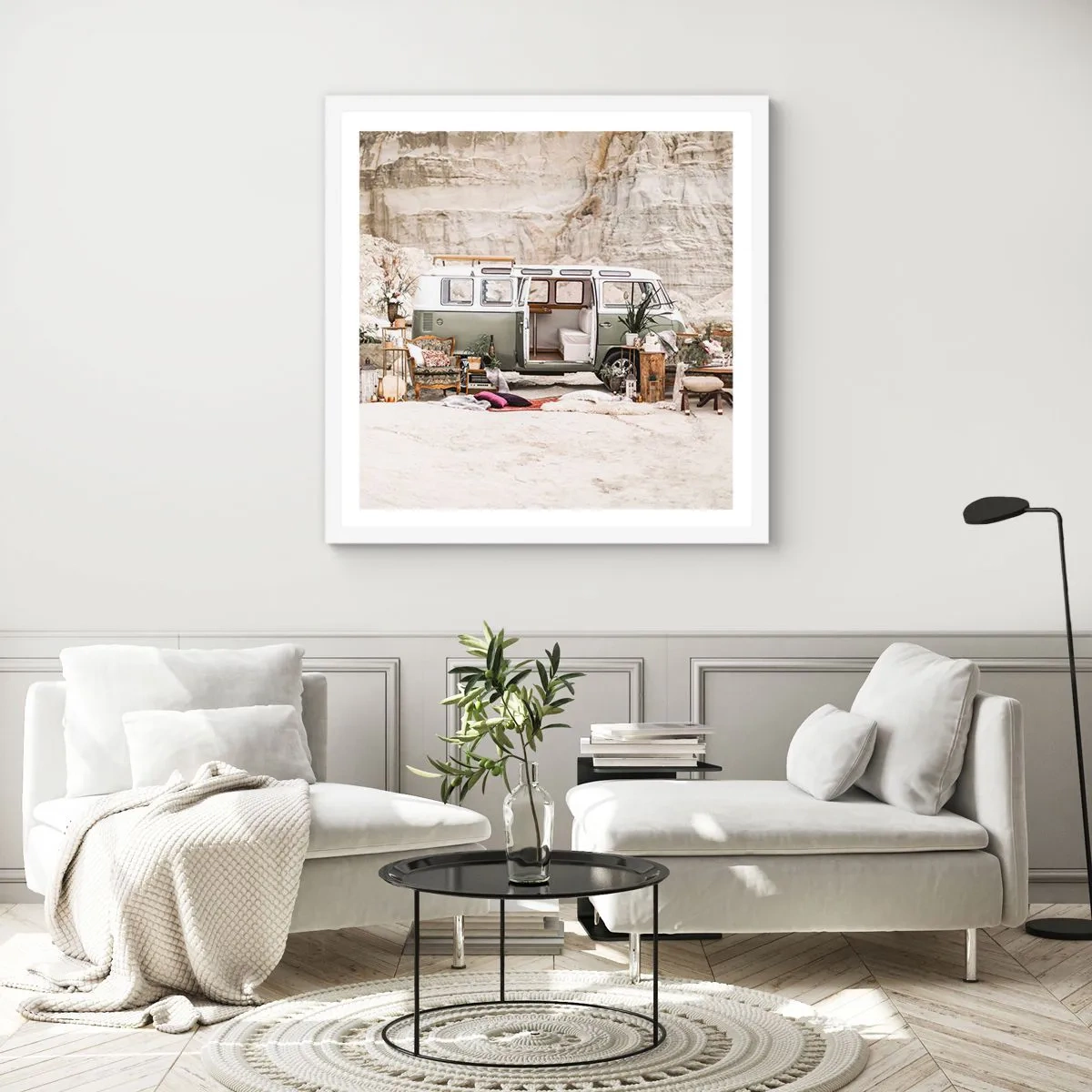 Affisch i vit ram - Dags att börja resan - 40x40 cm