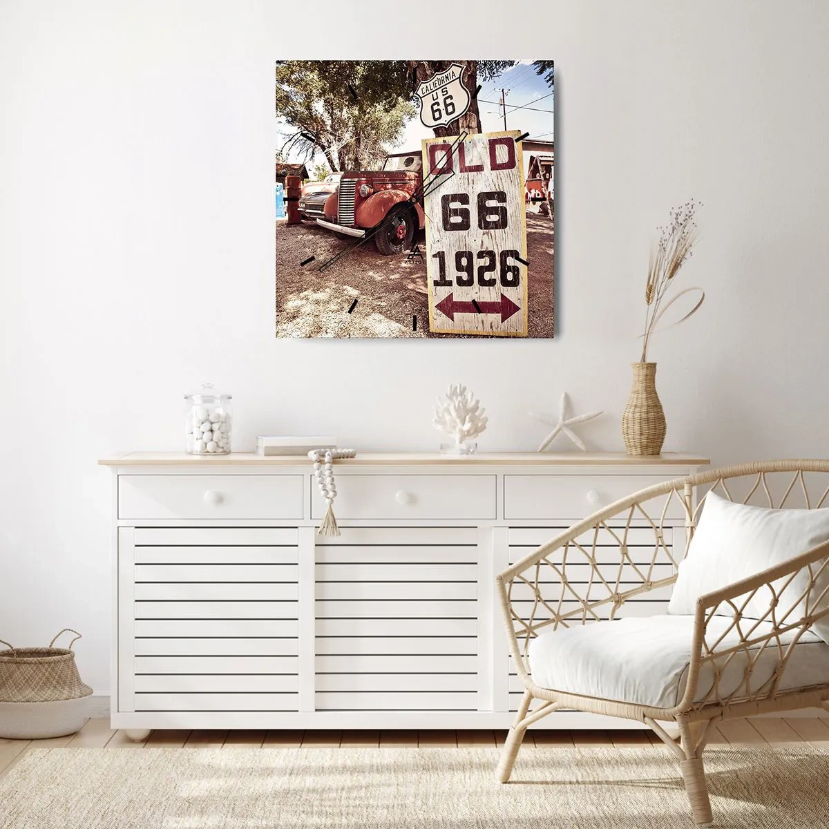 Väggklocka - Klocka på glas - Amerikanska provinsens legend - 40x40 cm