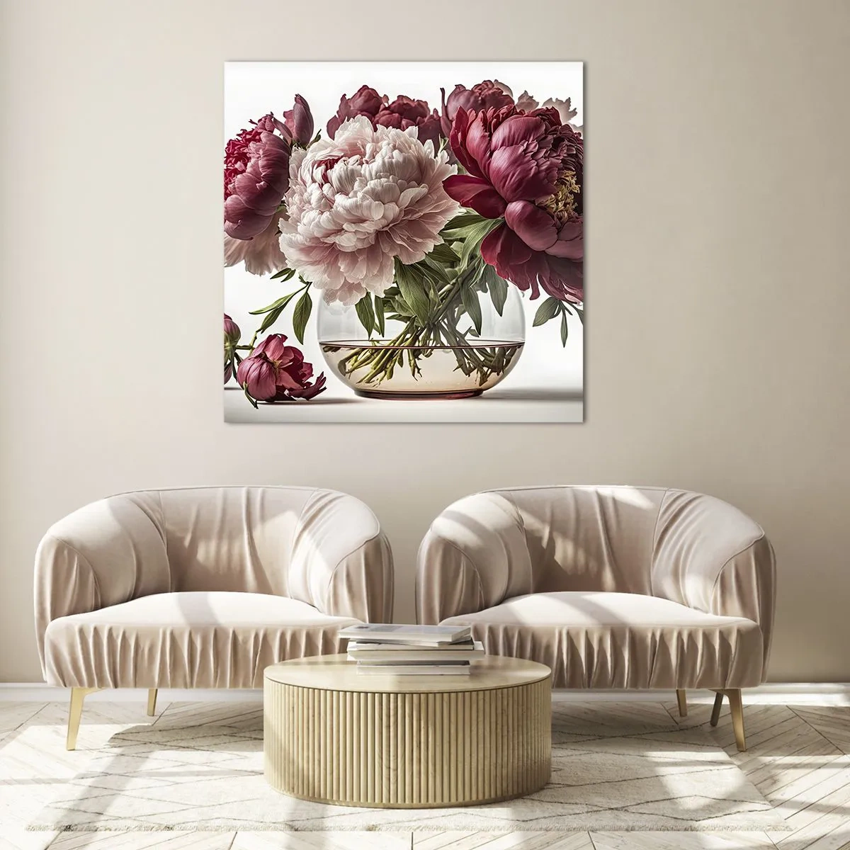 Glastavla - Bild på glas - I full blom av skönhet - 60x60 cm