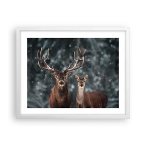 Affisch i vit ram - Skogens herre med hustrun - 50x40 cm
