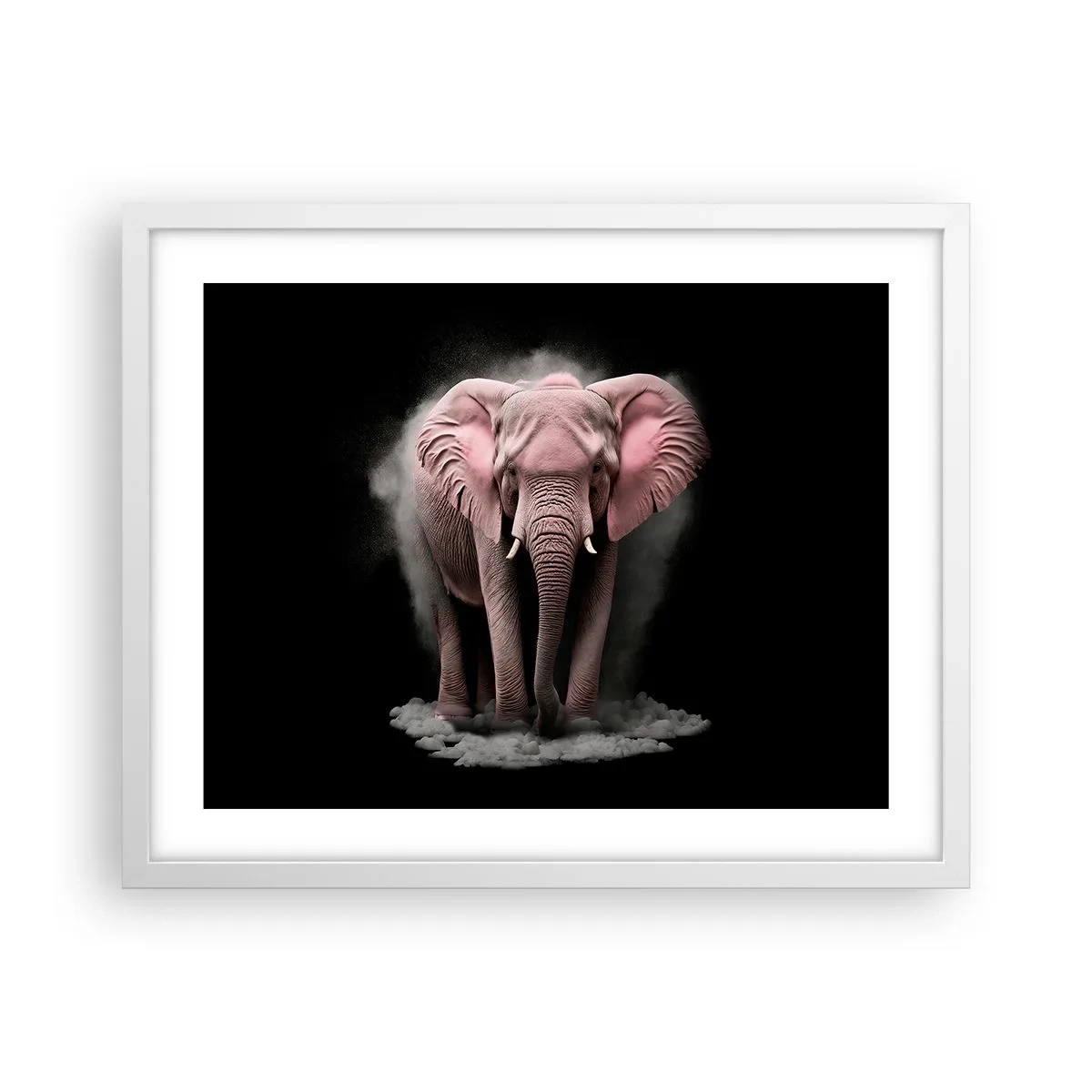 Affisch i vit ram - Tänk inte på en rosa elefant! - 50x40 cm