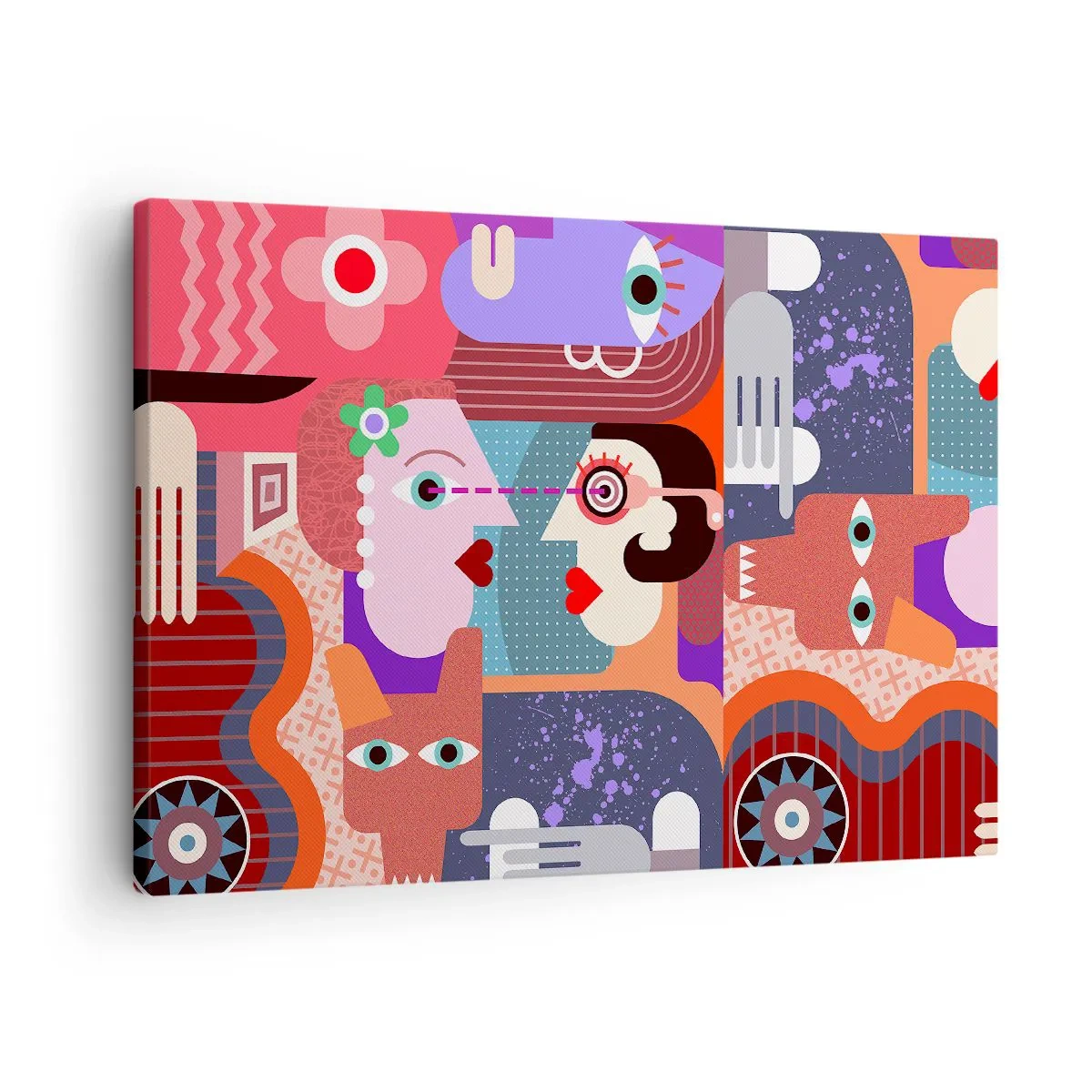 Canvastavla - Bild på duk - Abstrakta figurer i livfulla färger - 70x50cm - Öga mot öga - Modern väggdekoration för vardagsrum och sovrum ARTTOR