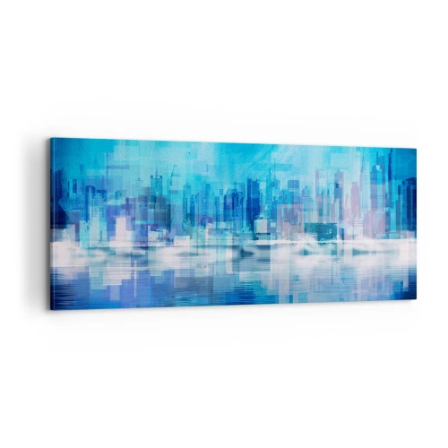 Canvastavla - Bild på duk - Försänkta i blått - 100x40 cm