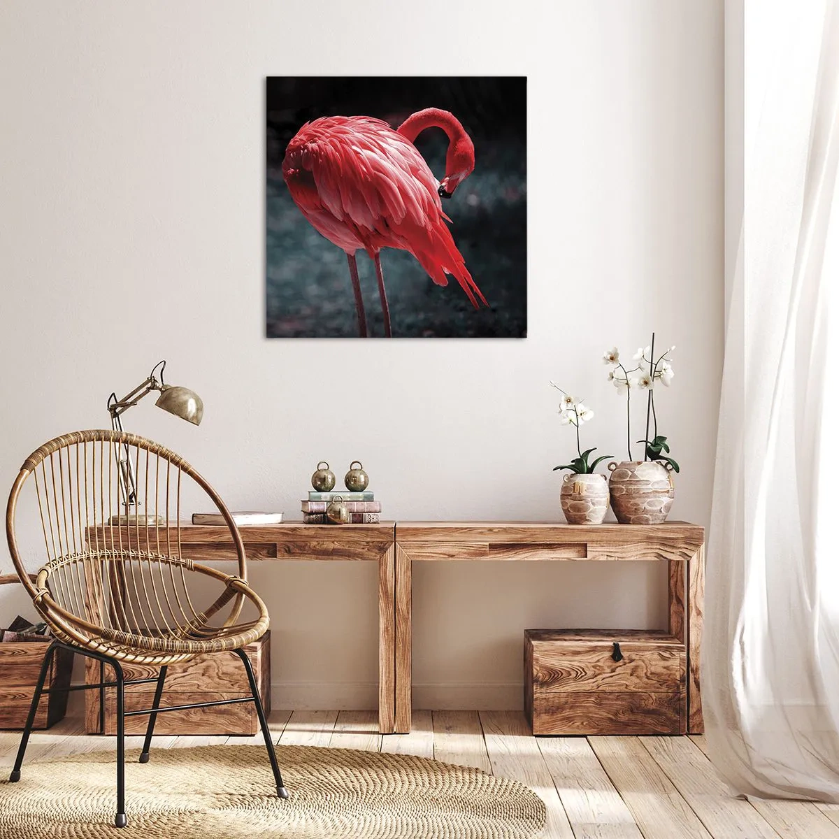 Canvastavla - Bild på duk - Djuprött naturpoem - 30x30 cm