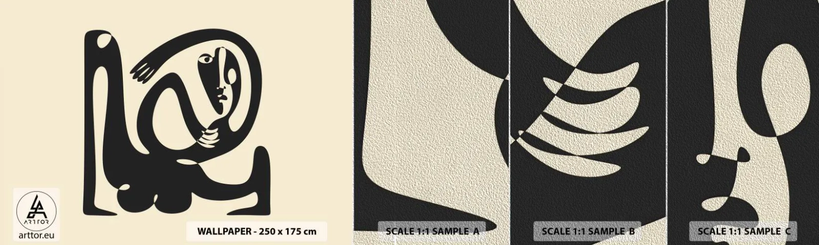 Provbit av fototapet Premium Sand - Nästan Picasso - Abstraktion, Bit, Grafik - 100x30 cm