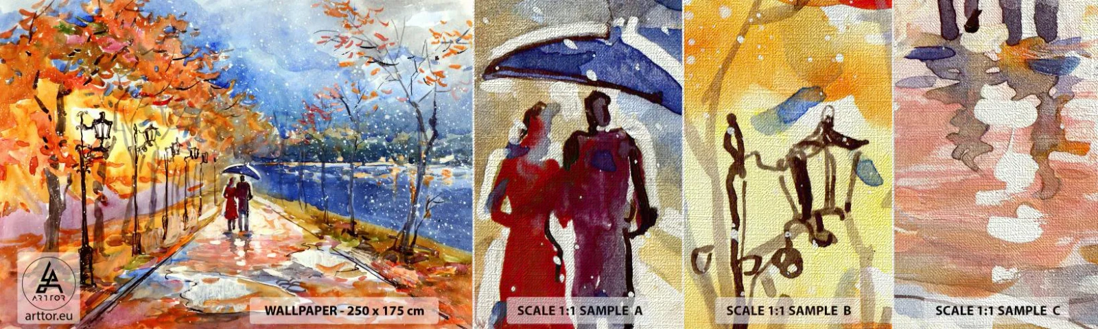 Provbit av fototapet Premium Canvas - Tillsammans mot tidens gräns - Landskap, Park Avenue, Träd - 100x30 cm