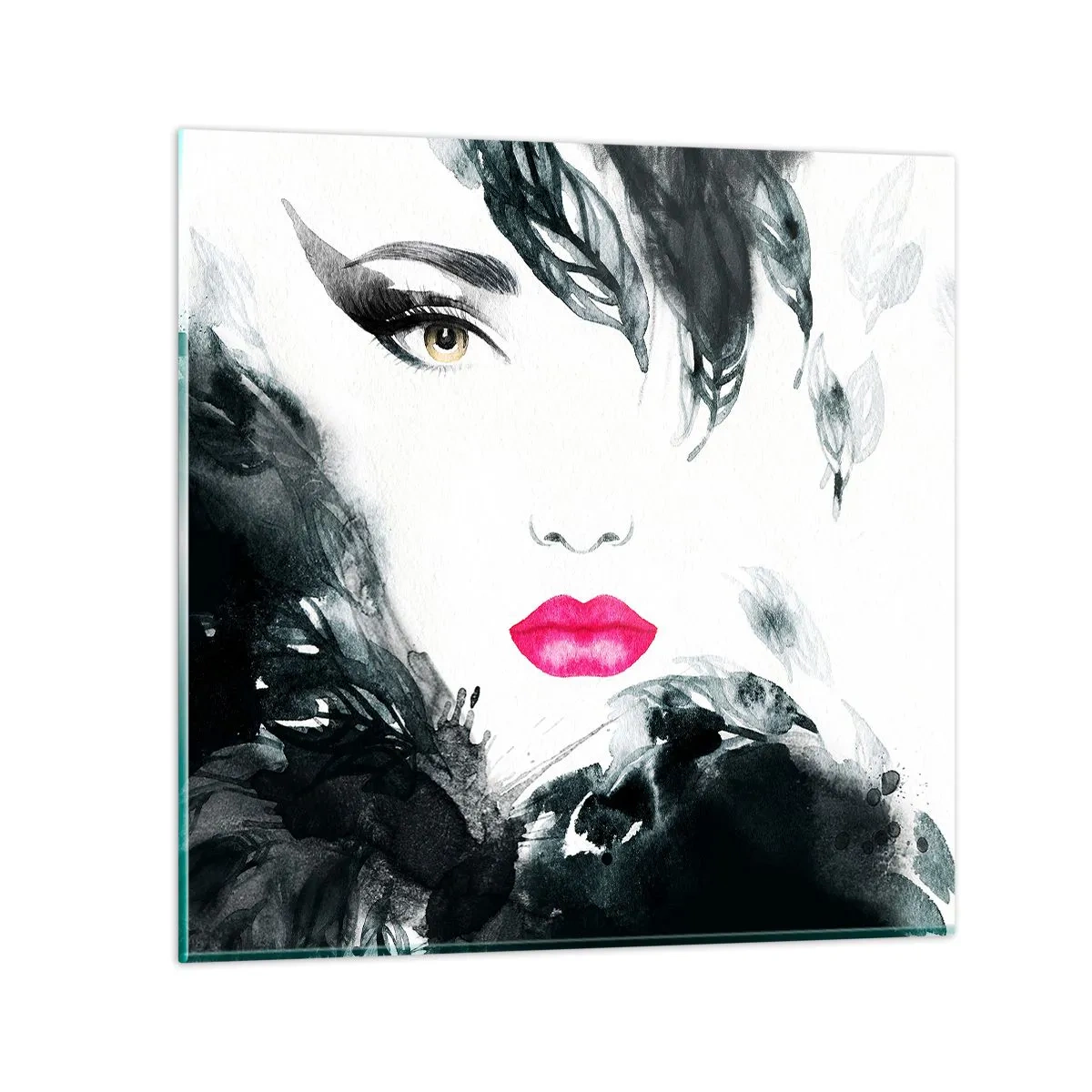 Glastavla - Bild på glas - Observera! Femme fatale - 70x70 cm