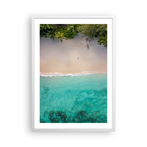 Affisch i vit ram - En strand i paradiset - 50x70 cm