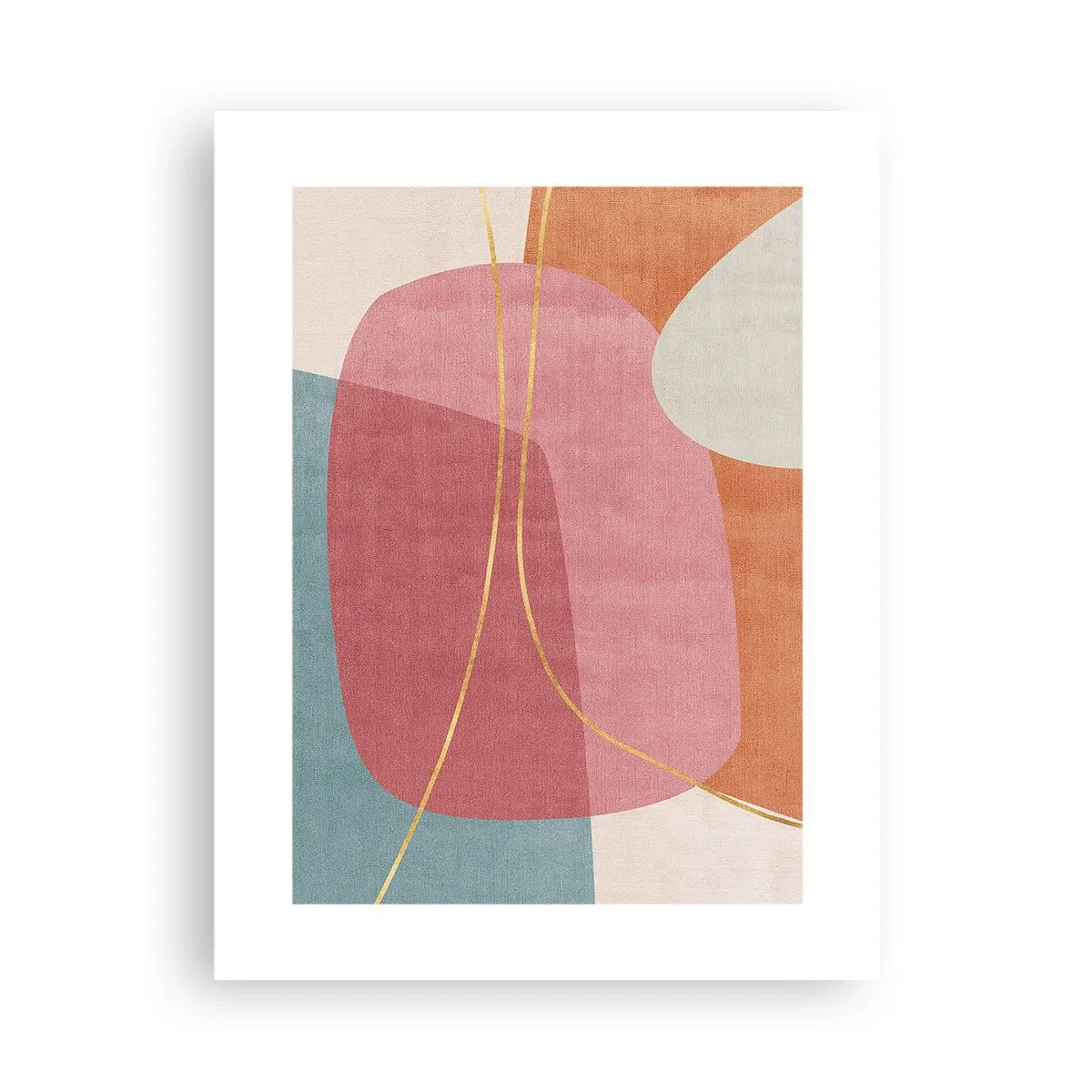 Affisch - Pastellkomposition med guldtråd - 30x40 cm